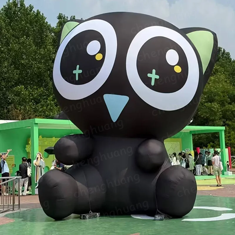 

Inflatable cute black cat, animal air model, with blower, outdoor large-scale event decoration prop