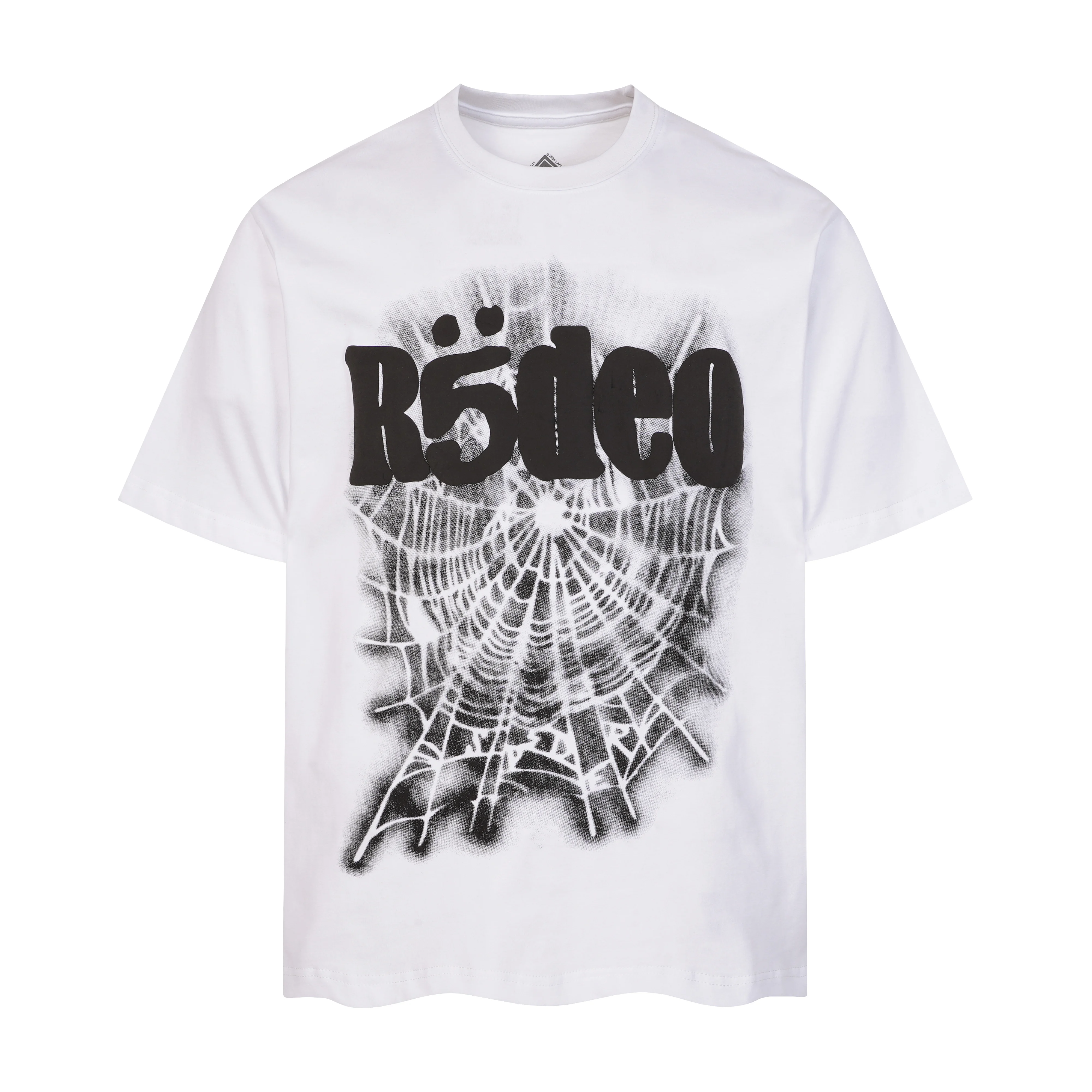 American Style Pure Cotton Short Sleeve T-Shirt Spider Web Bubble Letter High Street Hip Hop INS Heavyweight Unisex Streetwear