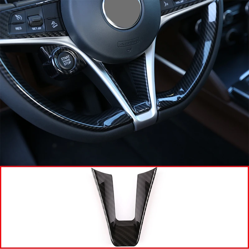 For Alfa Romeo Giulia Stelvio 2017 2018 2019 Car Accessories 1 Pcs Carbon Fiber ABS Steering Wheel Decoration Strip Trim