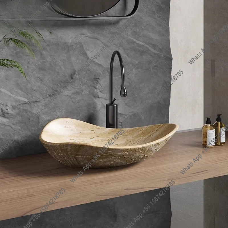 

Zx Travertine Style Countertop Wash Basin Designer High-end Art Basin Small Size Countertop Wash Basin Wash Table