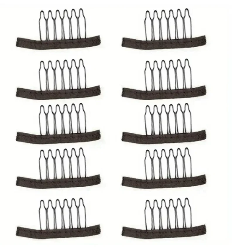 

Гребни для парика HZ 100 шт., зажимы для фиксации парика, 6 Зубцов, стальные зажимы с тканевыми гребнями для наращивания волос