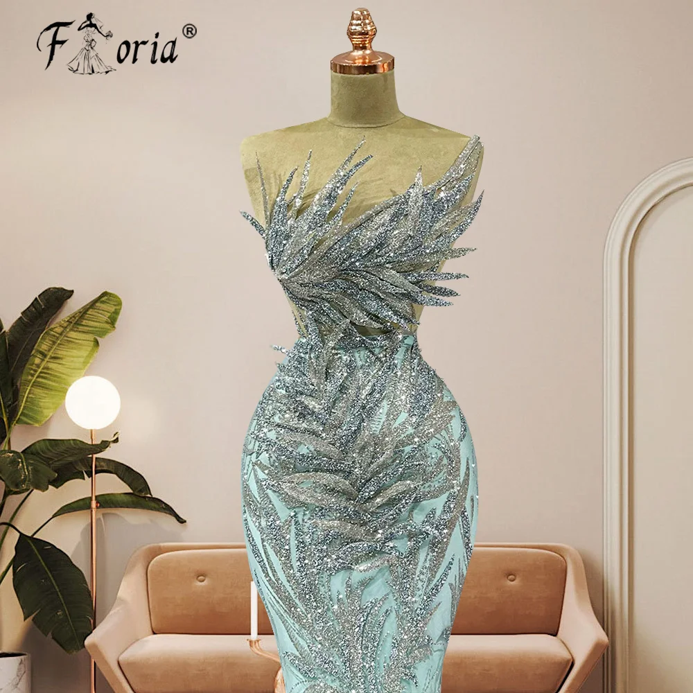 Glitter Pailletten Bodycon Prom Kleider Bodenlangen Ärmel Mint Green Appliques Formale Gelegenheit Kleid Afrikanische Frauen Vestido