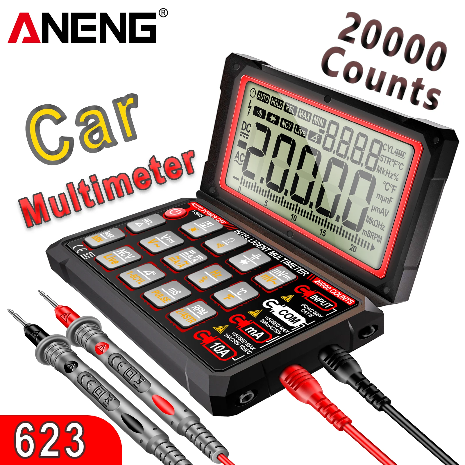 ANENG 623 Auto Repair Multimete 20000 Counts Digital AC/DC Voltage/Curren NCV Induction Diode Capacitance Buzzer Tester Tools