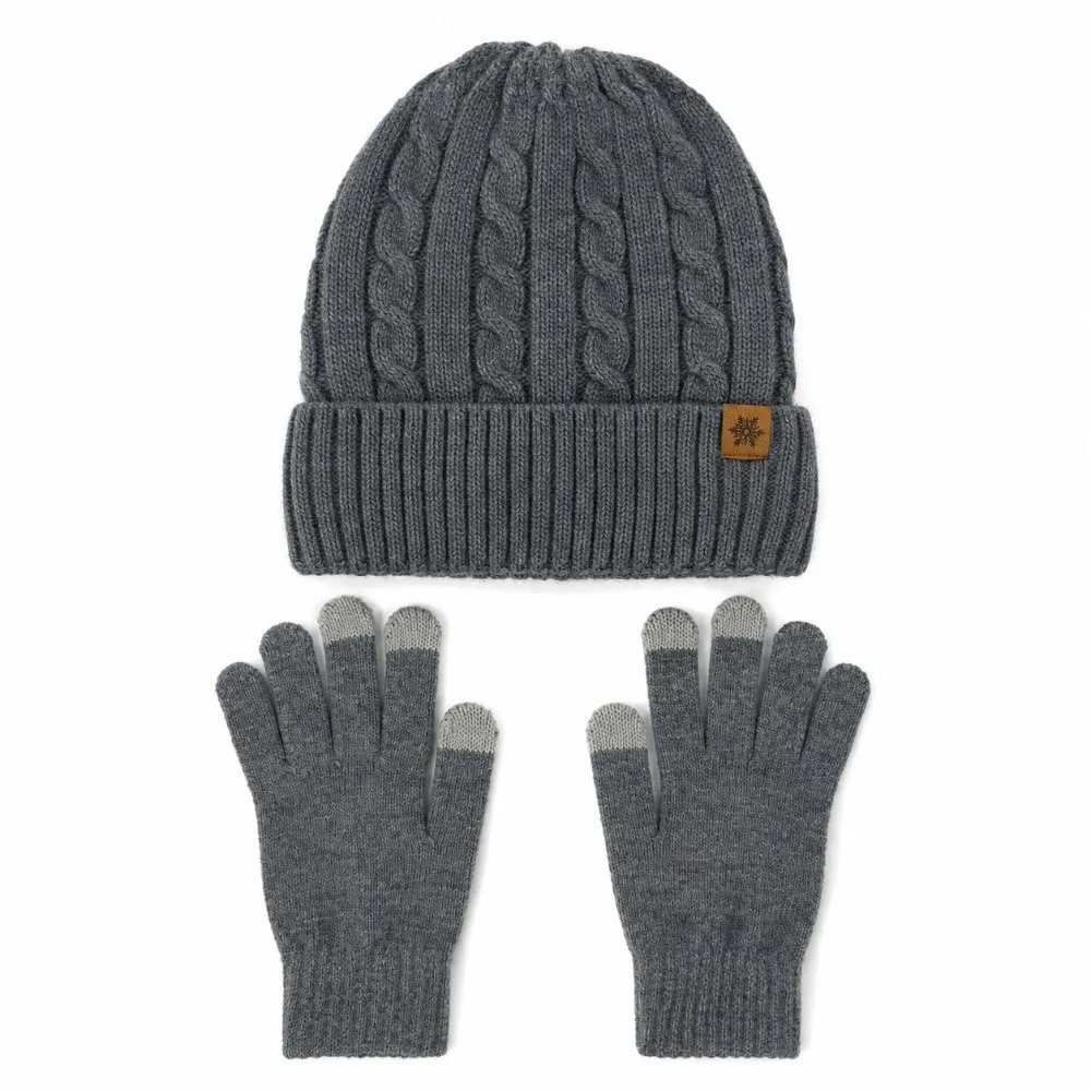 3Pcs/Set Warm Winter Hat Scarf Gloves Set Lining Non Slip Knit Beanie Snood Set Soft Thicken Scarf Neck Warmer Suit for Men