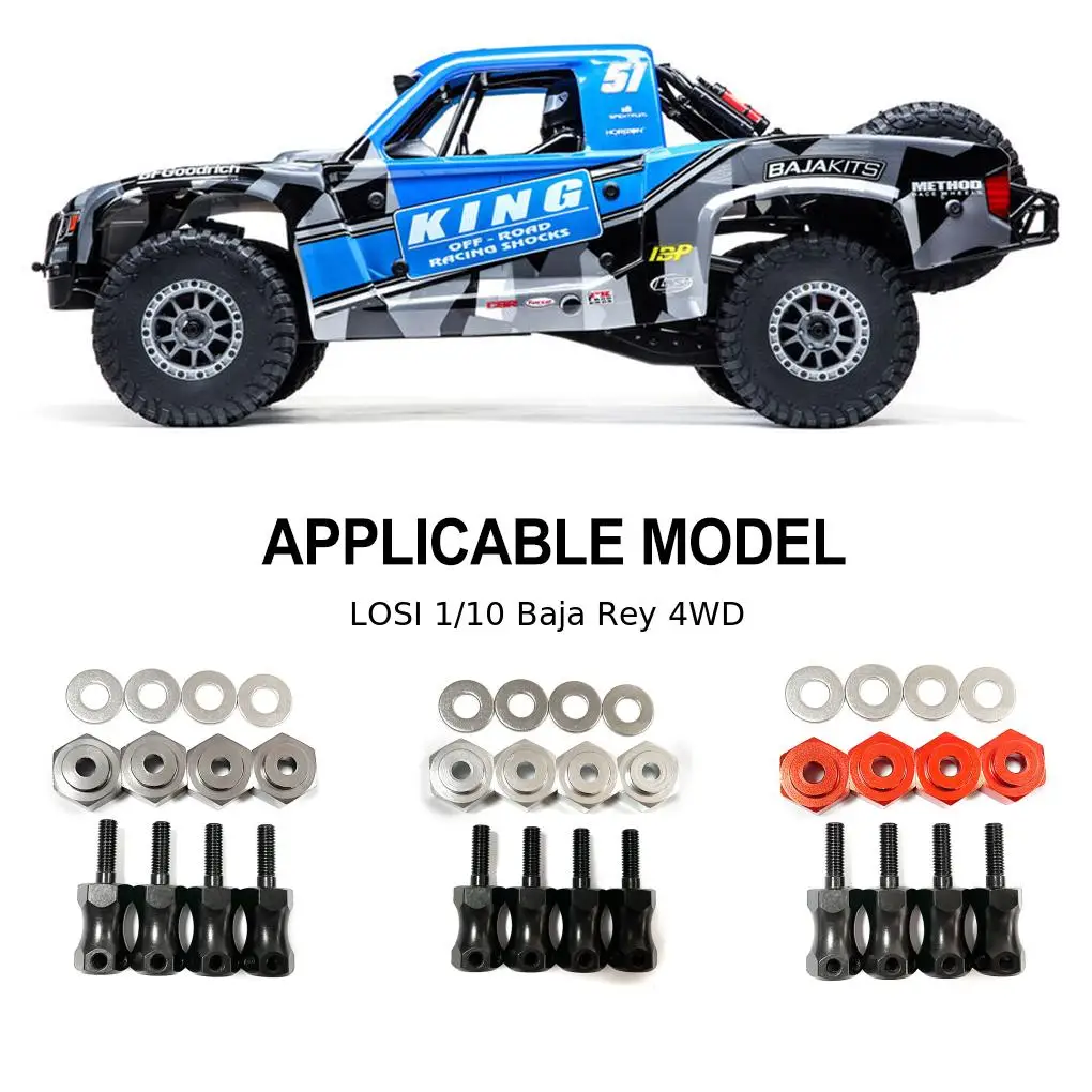 RCGOFOLLOW 1/10 Aluminum Alloy Strong Wheel Hex Mount RC Upgrade Part Adapter For LOSI Baja Rey 4WD RC Car Part