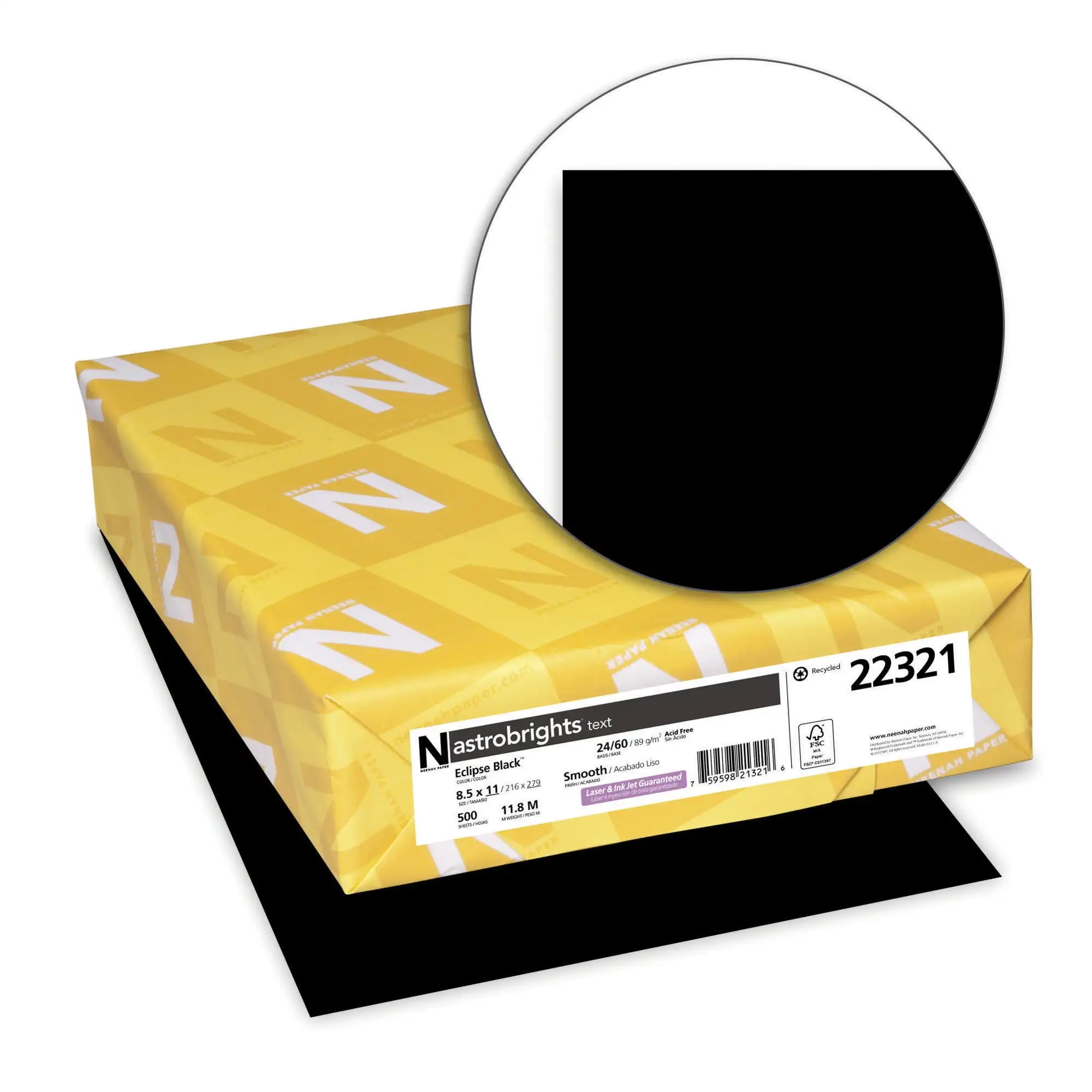 

Color Paper, 24 lb, 8.5 x 11, Eclipse Black, 500/Ream