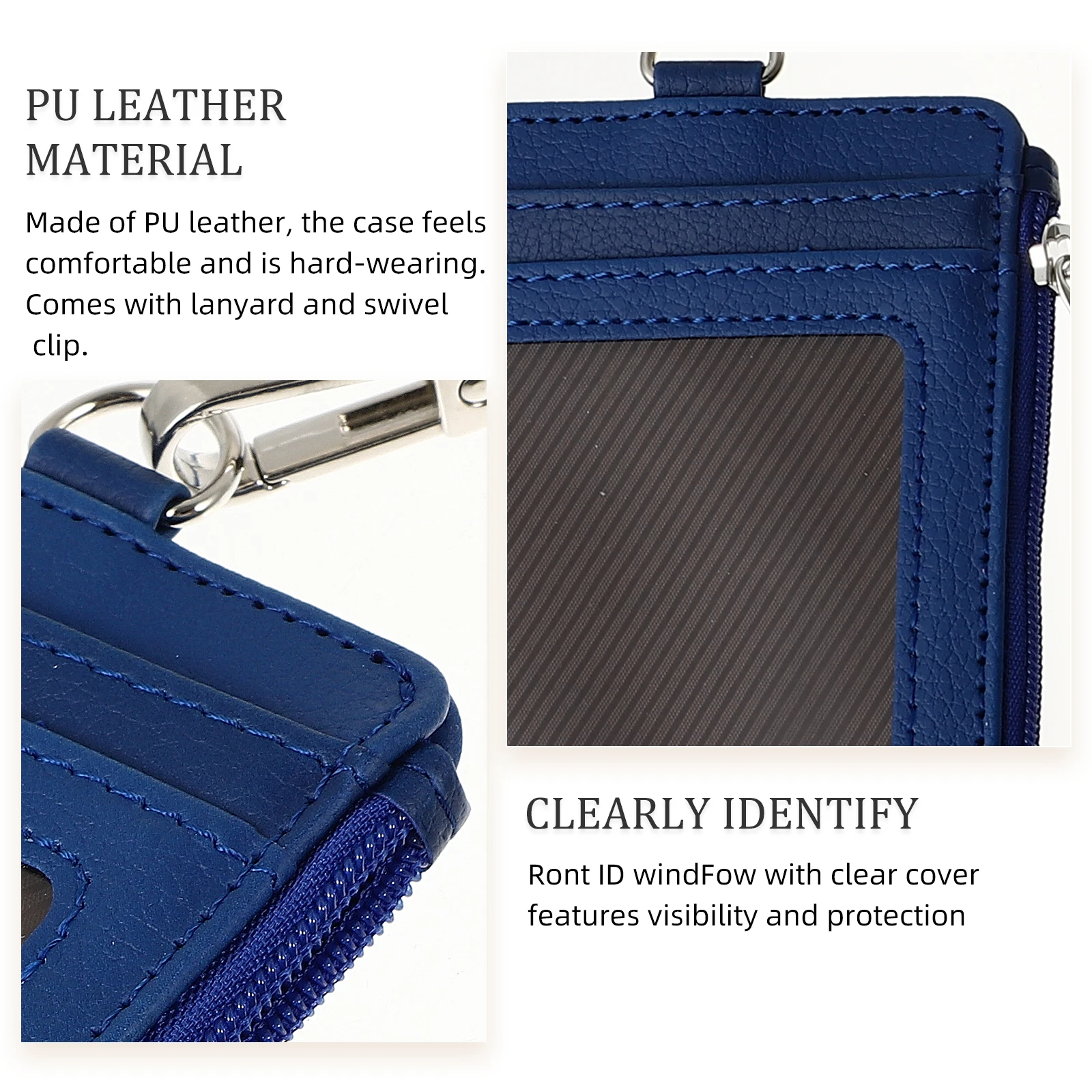 

Vertical Badge Holder Pu Id Case Clear Window Business Card Holder Detachable Lanyard Swivel Clip Dark Case
