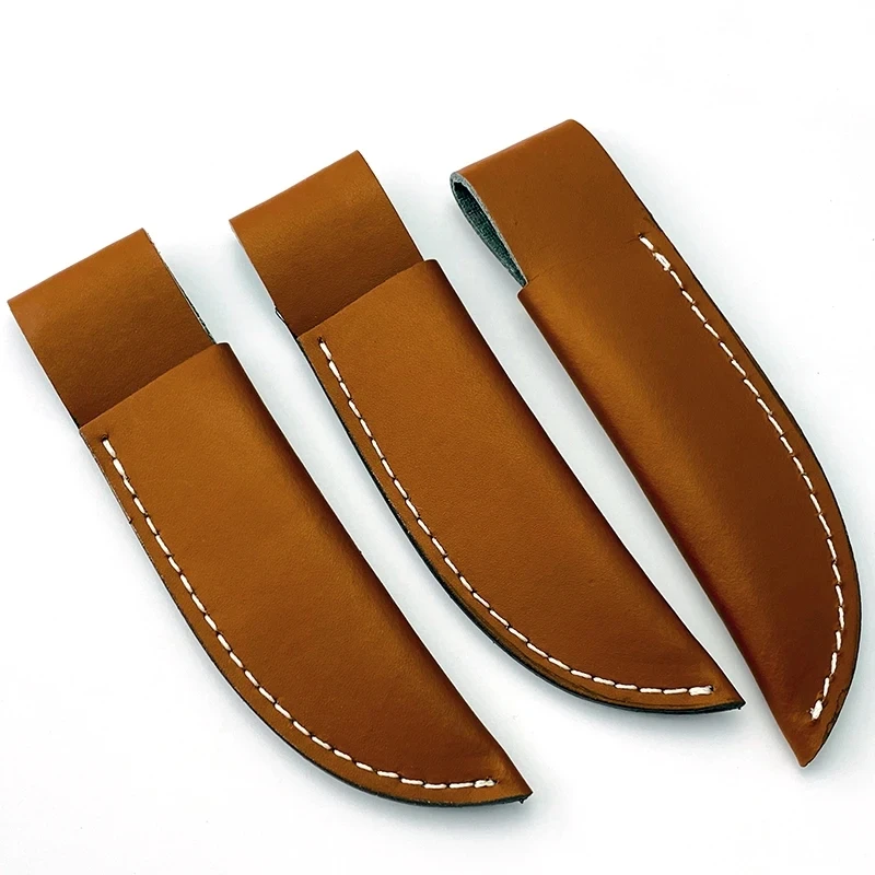 1pc Two Layer Leather Outdoor Small Straight Knife Scabbard Sheath Fixed Blade Tool Cover Holders Storage Bag Cowhide Case Pants