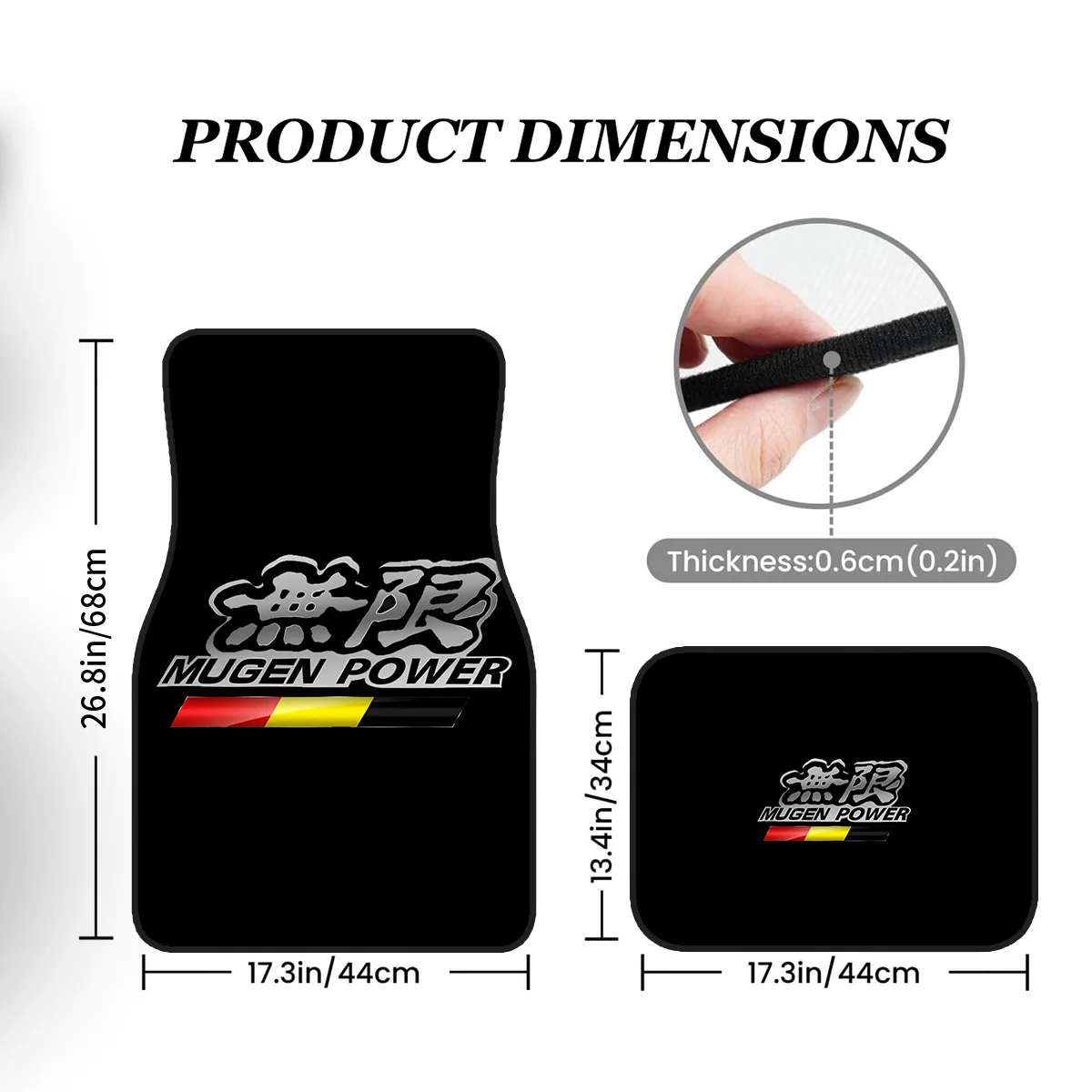 4pcs For HONDA MUGEN POWER Infinite Pattern Car Mats| Fits Sedans/SUVs,, Universal Fit, Interior Decoration