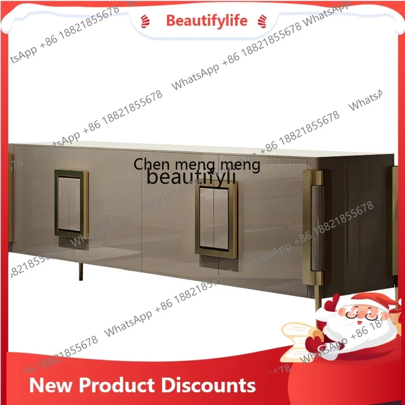 

zq1Light luxury living room TV cabinet coffee table combination American solid wood household stainless steel decorative cabinet