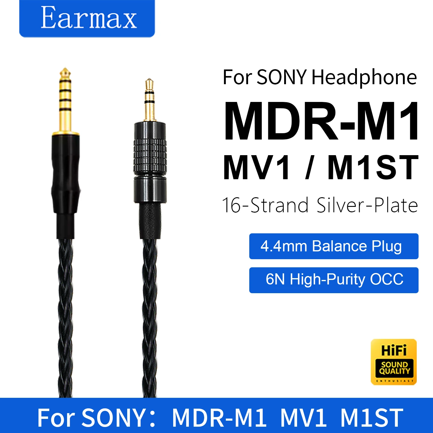 For SONY MDR-M1 MV1 M1ST 4.4mm 4-PIN XLR Balanced Cable