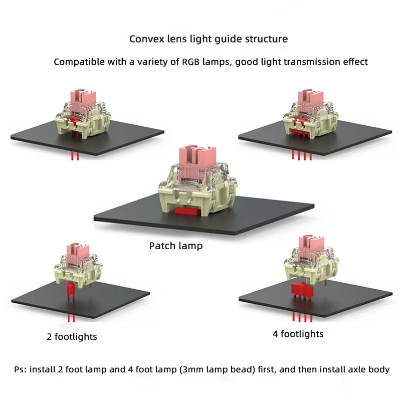 TTC Sakelar Merah Muda Emas Versi V2 3pin Sakelar Keyboard Mekanis Linier Swap Panas Perak 37gf Sakelar Keyboard Badan Poros Tripod