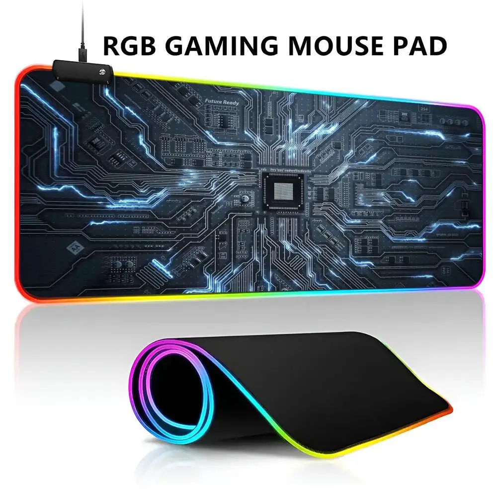 

Внутри материнской платы, коврик для мыши со светодиодной подсветкой RGB, игровой коврик для мыши, водонепроницаемый большой ковер для геймерской мыши, большая клавиатура Mause