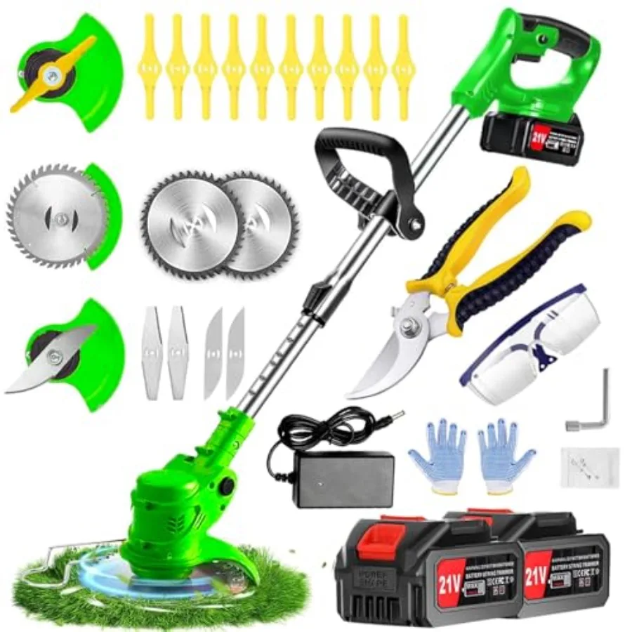 

Weed Wacker Weed Electric Eater 21V 2.0Ah Battery Powered, Cordless Weed Wacker/String Trimmer/Weed Trimmer is Perfect for Trim