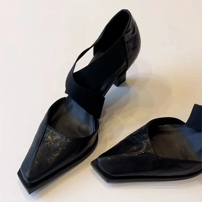 

Дизайнерские женские туфли на высоком каблуке, босоножки с квадратным носком, летние новинки 2026, кожаные туфли-лодочки на массивном каблуке для вечеринок, Zapatos Mujer