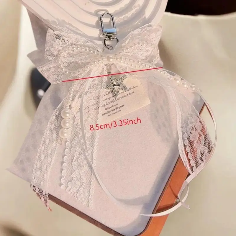 الدانتيل القوس المفاتيح الجوف الشريط الأحمر الكرز Y2k تصميم الأزياء سحر حساسة على ظهره مفتاح سلسلة هدية عيد الحب الملحقات #3