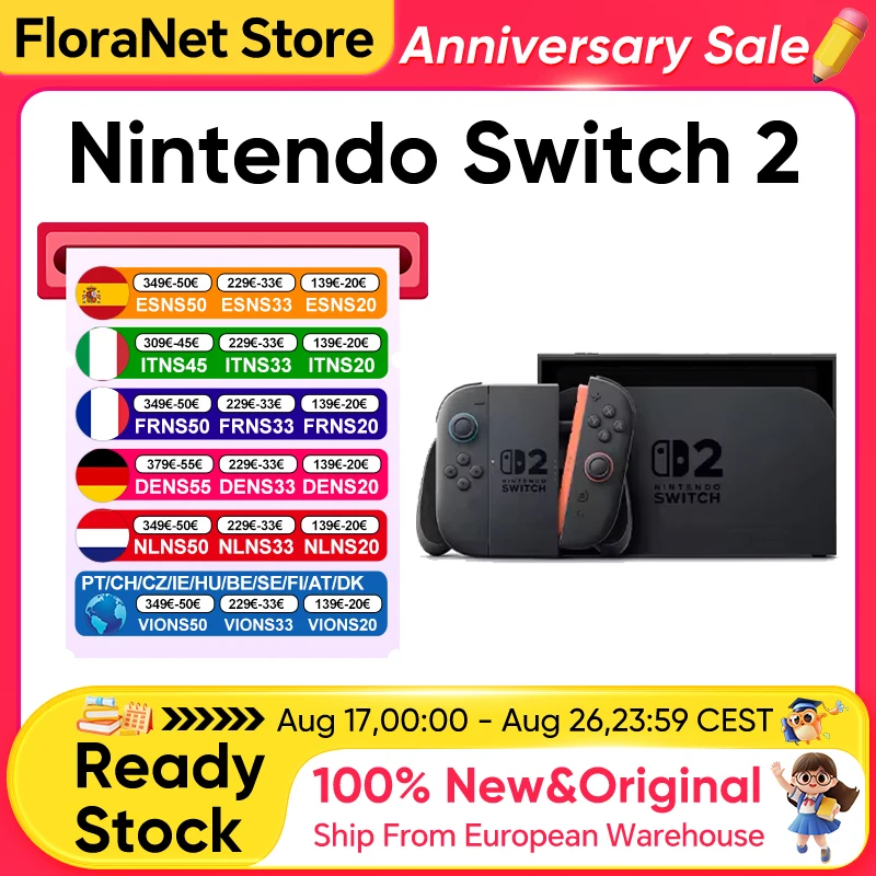 Nintendo Switch 2 Tragbare Spielkonsole, 7,9 Zoll Bildschirm, 120Hz, mit Joy-Con 2, HDR, Magnetischem TV-Modus, Tragbarer PC
