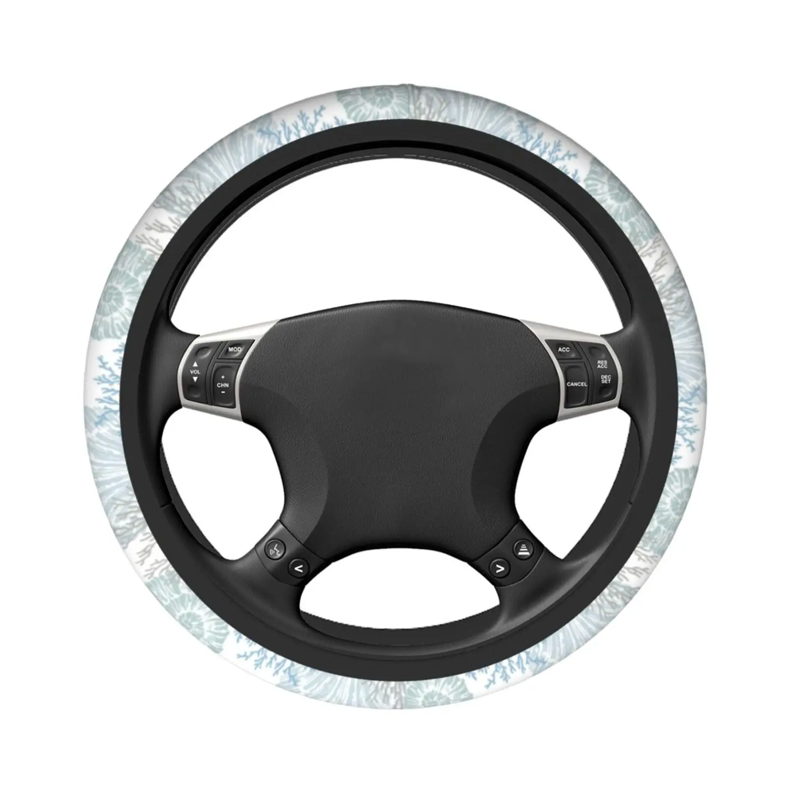 Shell and Starfish Beach Steering Wheel Cover Car Accessories Anti Slip and Sweat Absorbing Universal 15 Inch Chloroprene Rubber