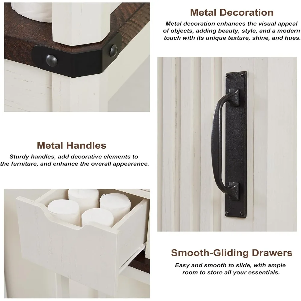 Toilet Lockers, Farmhouse Lockers with Adjustable Shelves and Sliding Barn Doors, Freestanding