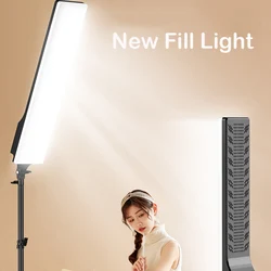 Rectangular LED Video Light Dimmable Leg Photography Lighting Kit Tripod Stand for Photo Studio Desktop Filming Shooting YouTube