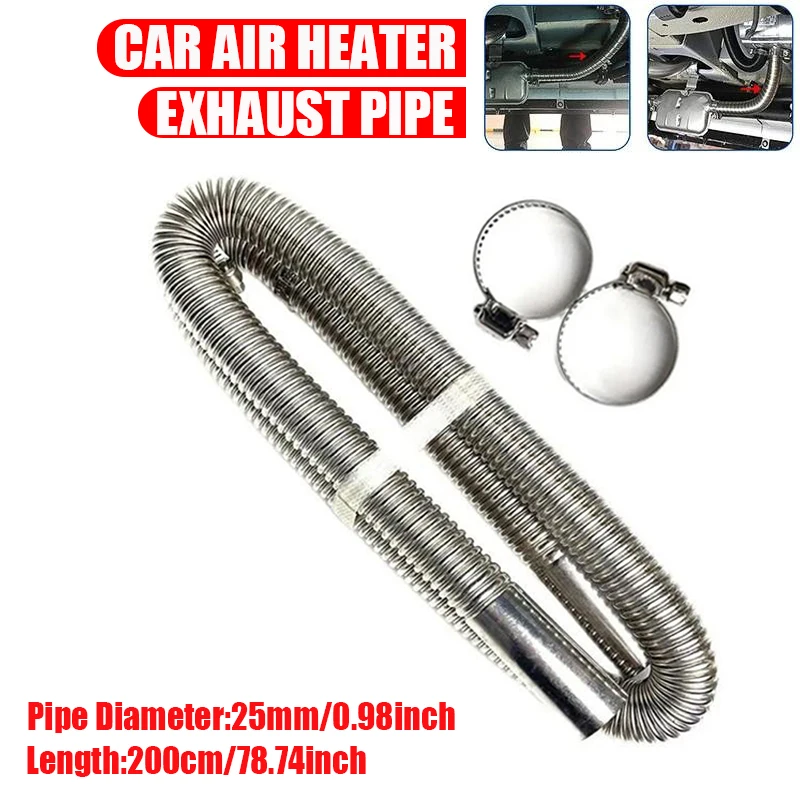 2M/78.74inch Stainless Steel Exhaust Pipe Tube for Eberspacher Webasto Car Heater Air Diesel Parking Gas Vent Hose