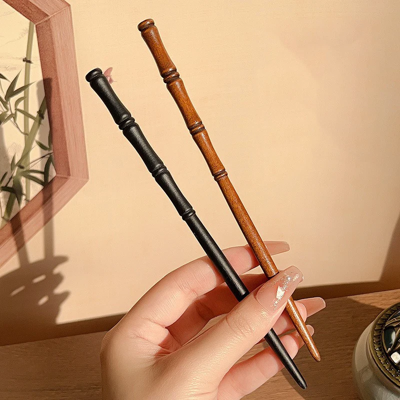 Chinese Bamboo Shaped Traditional Classical Culture Women's Bamboo Knot Hair Clip Fork Hair Clip Retro Wood Decoration image 3
