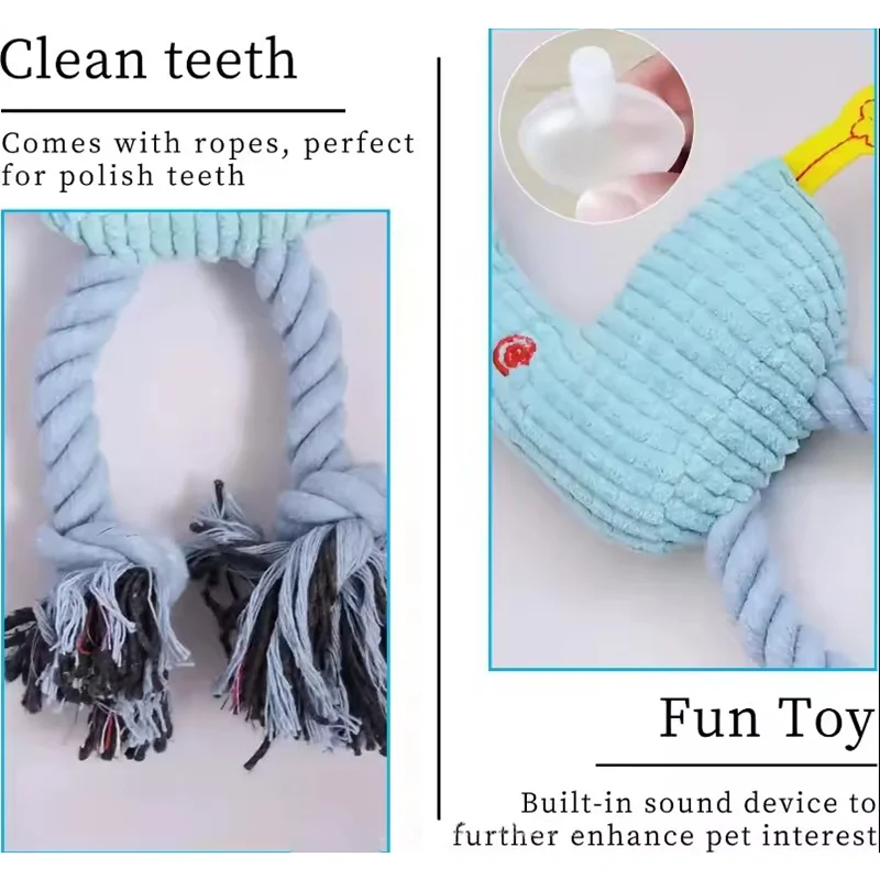 Cute Cartoon Animal Plush Pet Toy Squeaky Durable Chew Resistant Puppy Molar Interactive Play Toys Boredom Relief Dog Chewing