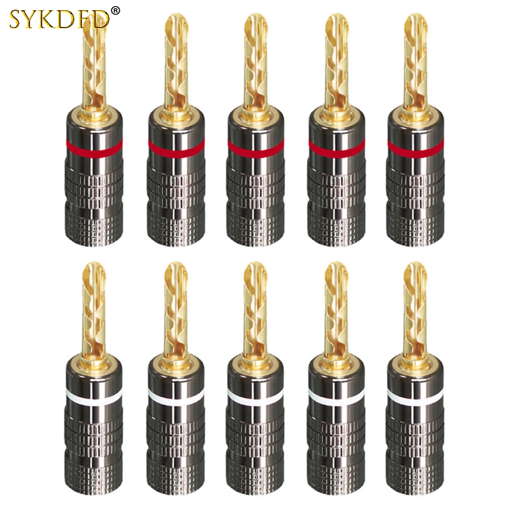 

5Pair Gun Metal HIFI Banana plug 24K Gold Plated Copper BFA 4mm Banana connector Male Speaker plug