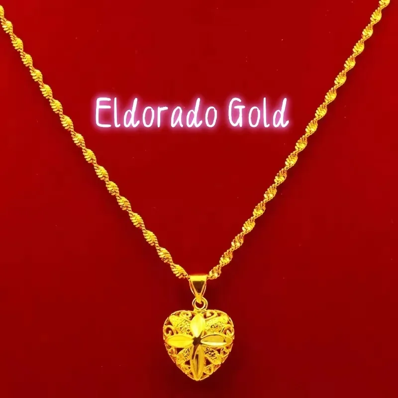 

Золотое колье Eldorado Gold для женщин, 24-каратное (AU999), с полым сердцем-подвеской | Ажурная резьба, микродиамантеное свечение с эффектом магнетизма.