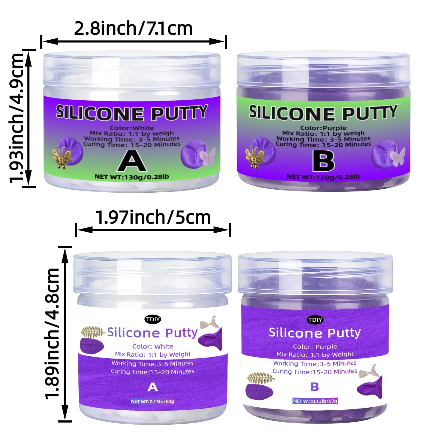 1A:1B Silicone Putty Casting Material Christmas Crafts For Epoxy Resin Handmade Projects (Purple)