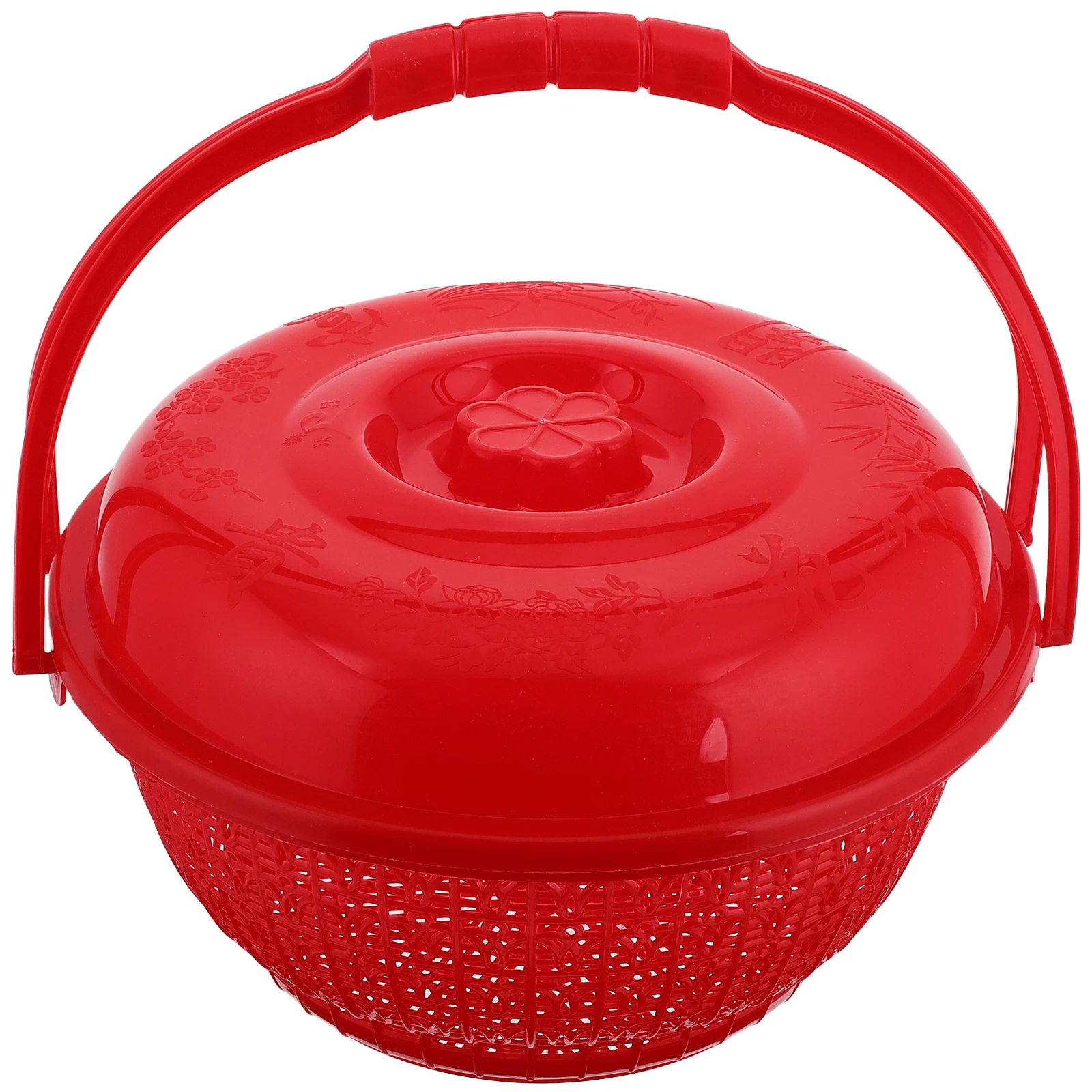 

Red Round H Basket for Fruit Vegetable Egg Bread Storage Multifunctional Kitchen Pantry Safe Reliable Materials