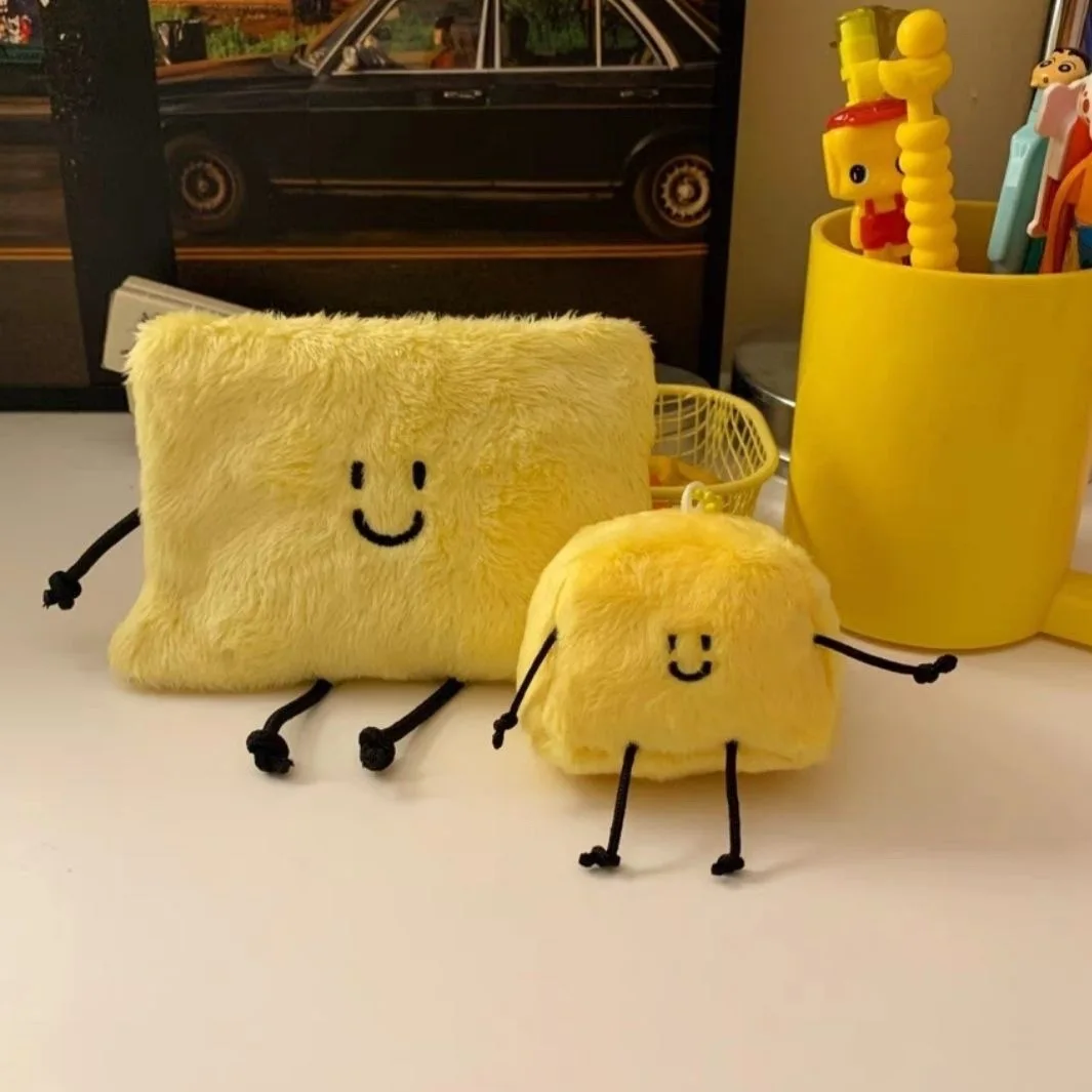 Ciondolo con figurine di burro di cartone animato Borsa in morbida pelle Simpatico portachiavi in peluche Zaino Accessori per bambole Regalo