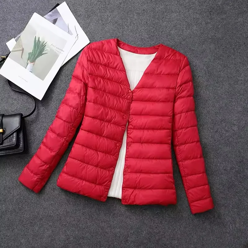 Plus Size weibliche leichte Ente Daunen matt Stoff leichter Mantel warme Frauen Wind jacke Parka Damen Daunen jacken – Detail 14