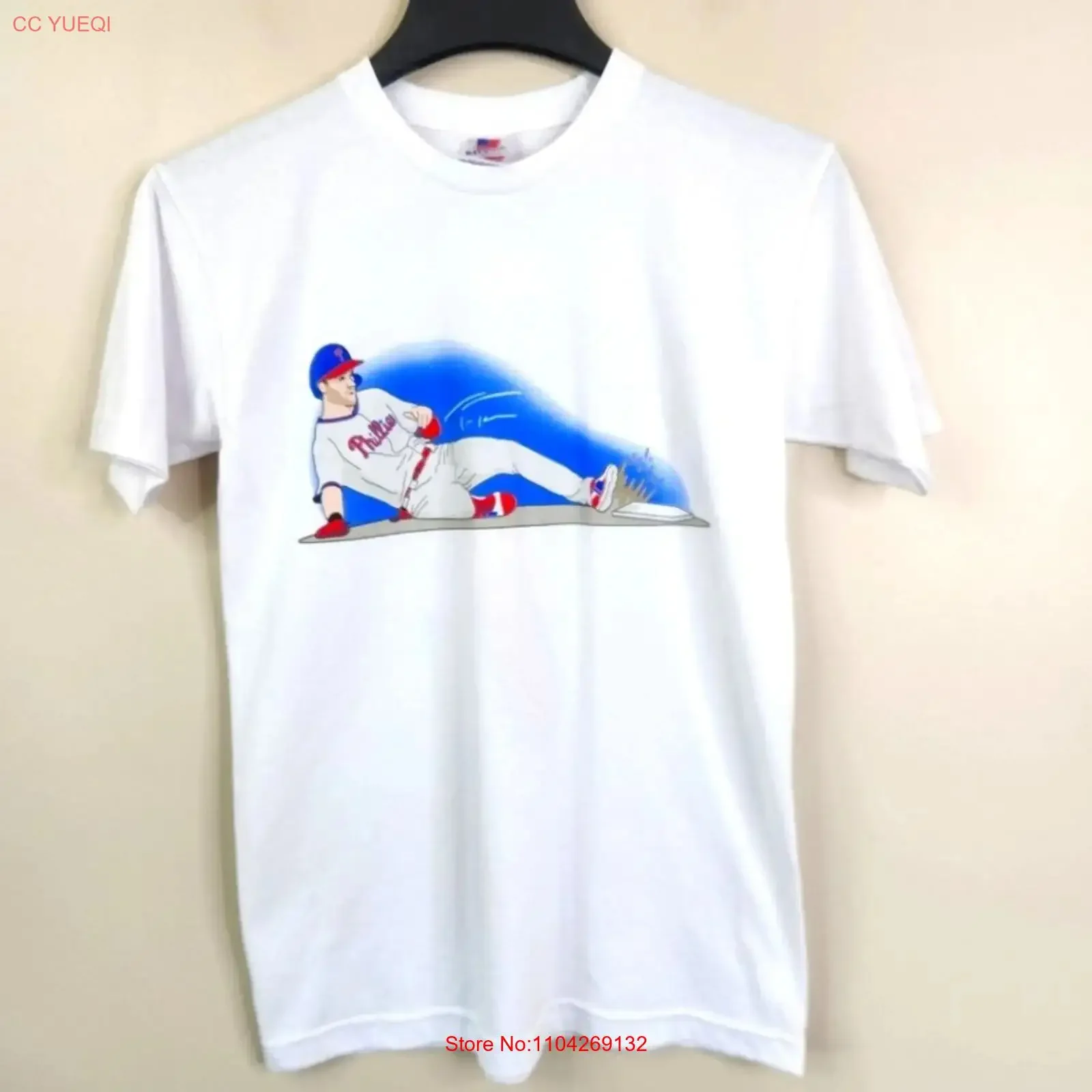 Bayside Trea Turner Smoothest Slide In Baseball  Jersey T Shirt Small vintage Washed Stretched graphic fashion