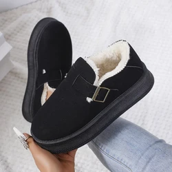 Faux Suede Thicken Plush Ankle Boots Women 2024 New Non-Slip Keep Warm Snow Boots Woman Flat Heel Winter Cotton-Padded Shoes