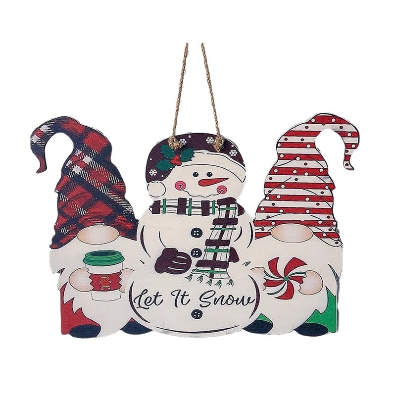 그놈 행잉 문짝 장식, 추수감사절 나무 사인 호박 문짝 행어, 야외 전면 문짝, 1 개