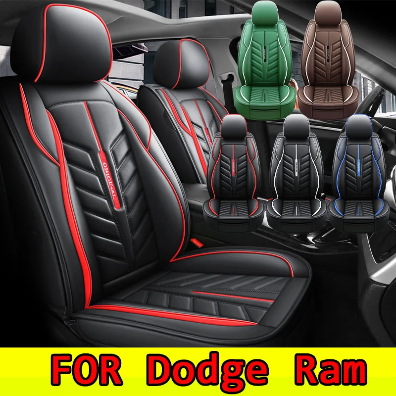 غطاء مقعد سيارة دودج رام عالي الجودة مقاوم للماء ومقاوم للاهتراء من الجلد الصناعي الناعم بالكامل 5 غطاء مقعد