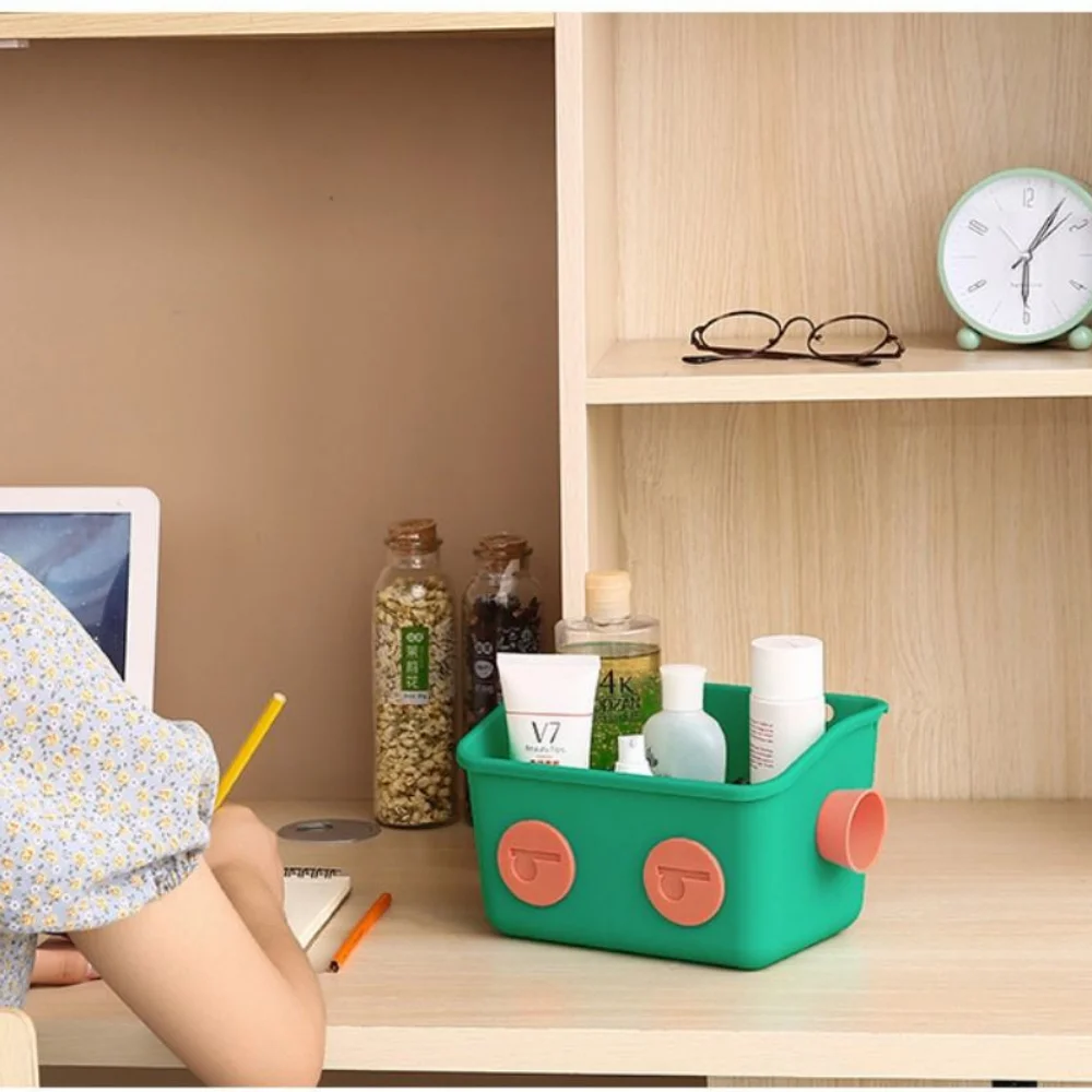 Wall-mounted Toy Storage Basket Traceless Space-saving Bathroom Storage Rack Plastic Snack Storage Basket Children's Room