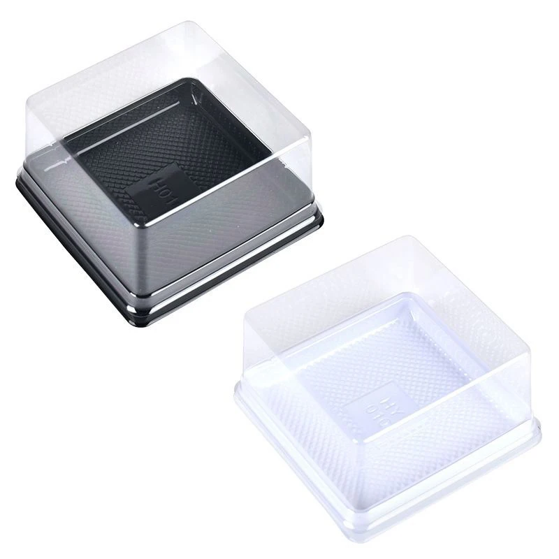 20pcs 10cm Square White Black Plastic Clear Packaging Box Cake Board Disposable Dessert Pancake Birthday Baking Household Tools