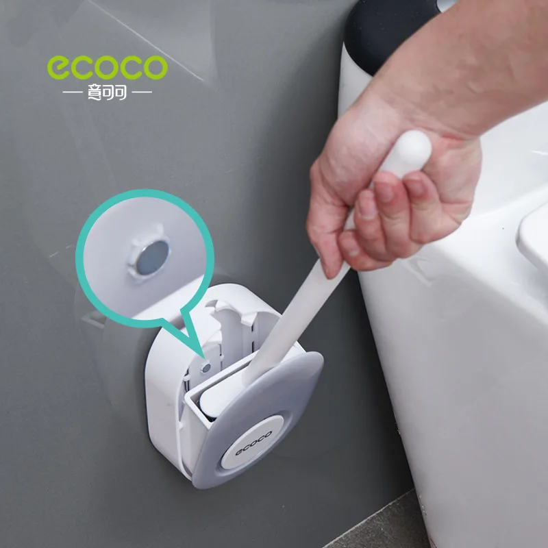 ECOCO Toilet Brush Wall-mounted with Base Bathroom No Dead Corner Silicone Flexible Soft Bristles Brush Quick Drying Holder