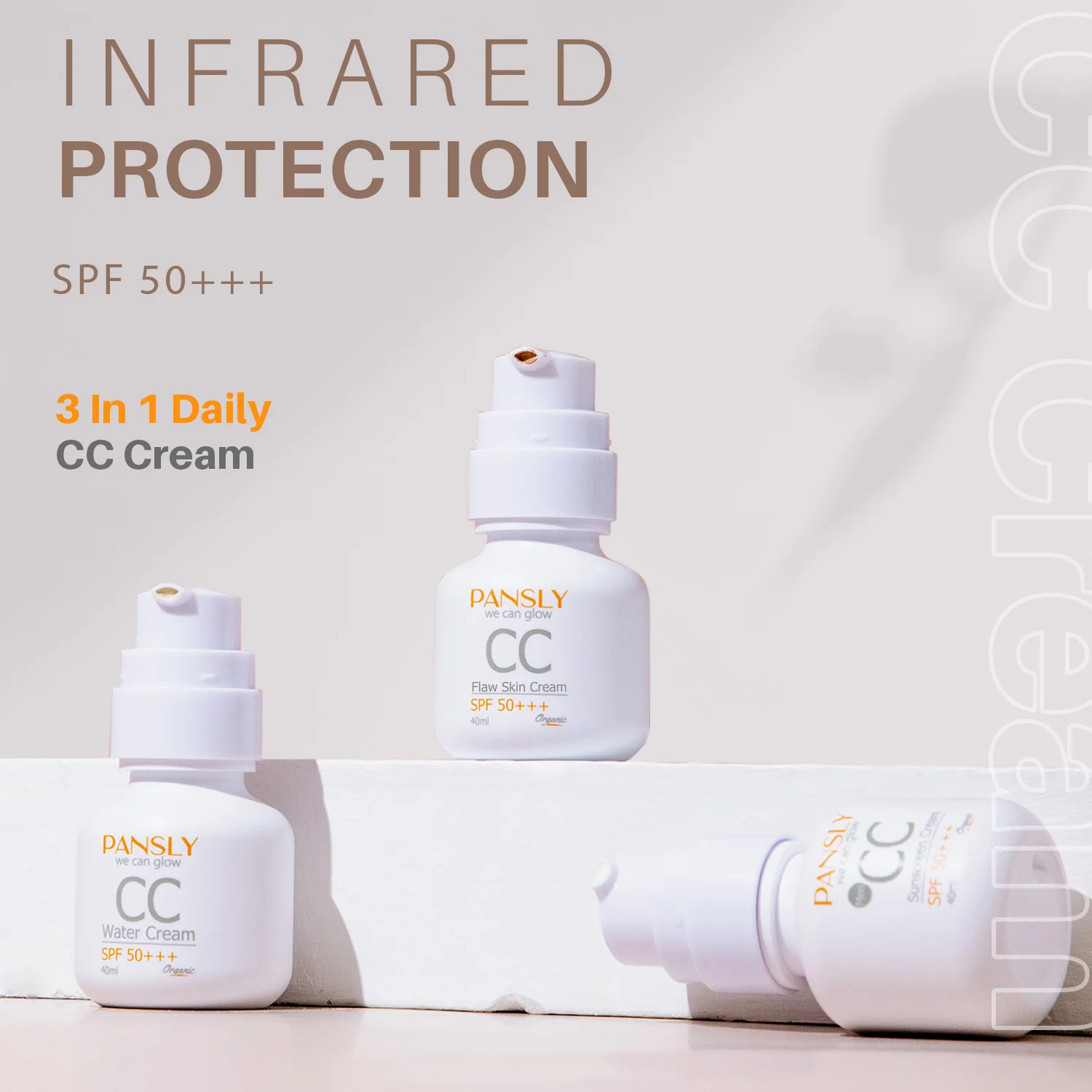 

CC Water Cream SPF50+, UVA and UVB, Infrared Protection, Oil-control Cream for Women, 40ml