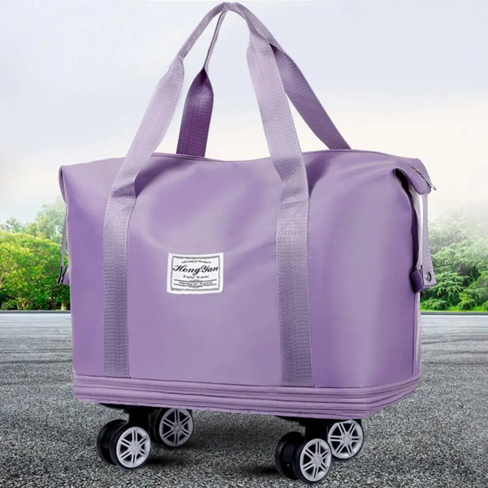 Carry Bag Duffle Bag Expandable Rolling Weekender Duffel Bag with Wet Pocket Removable Casters Travel Tote Overnight Fitness