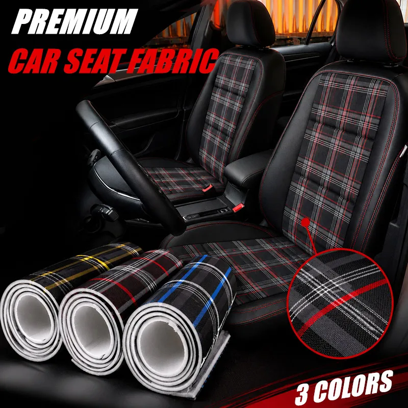 

Retro Plaid Car Seat Fabric with Sponge Backing Wear-resistant Automotive Upholstery Material for Car Interior Renovation