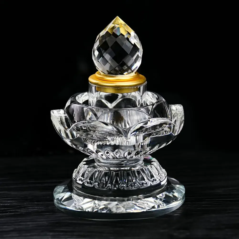 Buddhism Zen Lotus Sarira Pagoda Bodhi Crystal Faceted Prism Glass Urn Storage Ornament Craft Gift Meditation Healing Home Decor