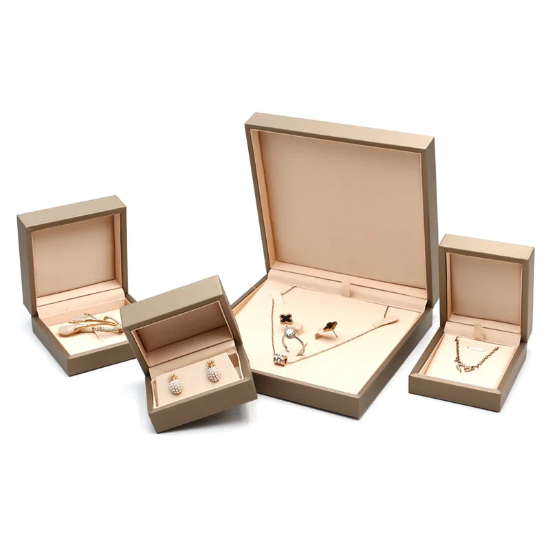

Right Angle Brushed Leather High-Grade Jewelry Box Jewelry Packaging Box Clamshell Ring Pendant Necklace Stud Earrings Box
