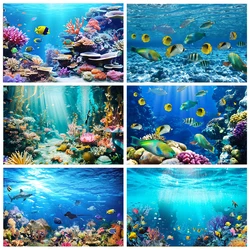 Ocean Underwater World Fish Coral Aquarium Photography Background Baby Birthday Party Decor Portrait Backdrop Photo Studio Props