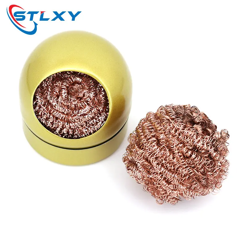 Cleaning Ball Desoldering Soldering Iron Mesh Filter Cleaning Nozzle Tip Copper Wire Cleaner Ball Metal Dross Box Clean Ball