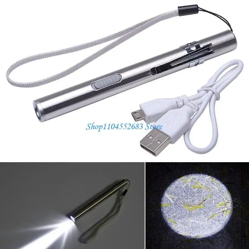 Y6GD LED Mini Moon Light Flashlight with USB Charging Port Portable Long-range Flashlight Stainless Steel Material Flashlight