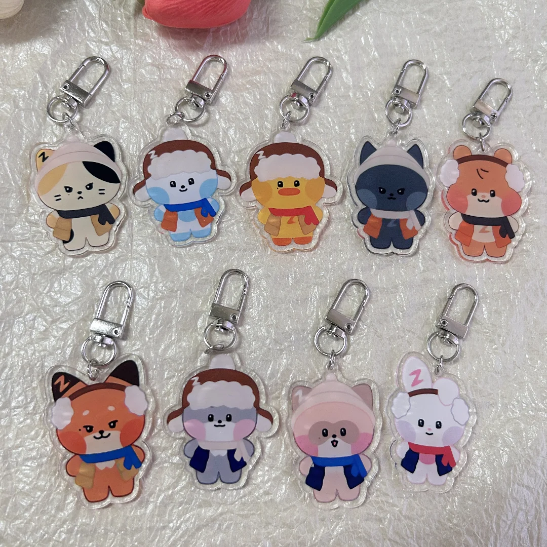 

KPOP ZEROBASEONE Winter Cartoon Transparent Acrylic Keychain ZB1 Hanbin Ricky Jiwoong Yujin Matthew Car Key Pendant Fans Gift