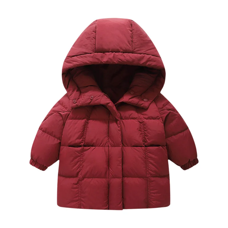 

2025 Winter Down Jacket For Girl 50% White Duck Down Hooded Thick Warm Teenage Girl Outwear Long Coat 2-10 Years Kids Parkas